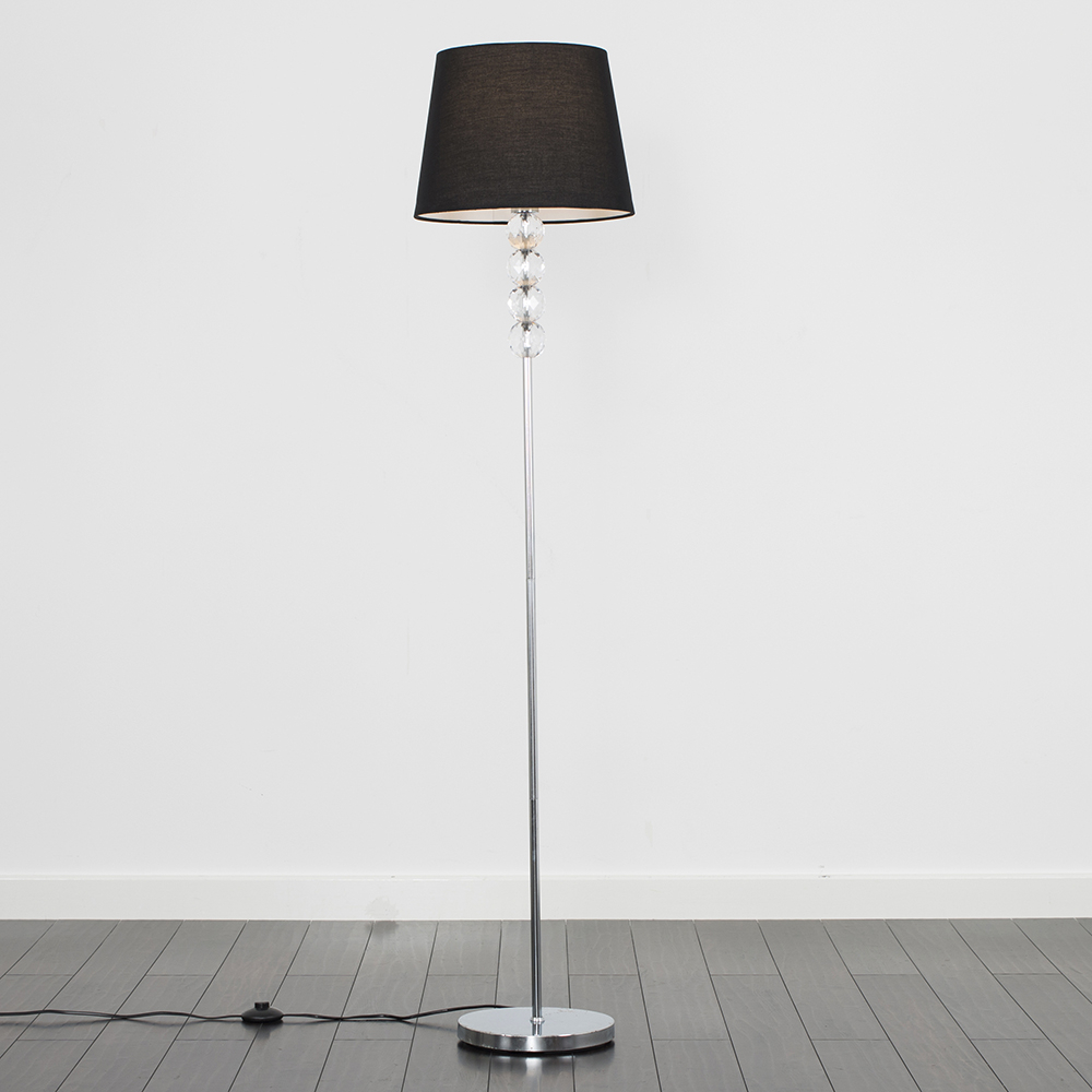 Eleanor Chrome Floor Lamp with Black Aspen Shade