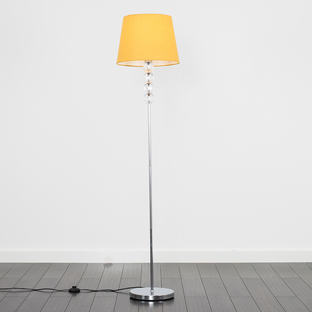 Eleanor Chrome Floor Lamp with Mustard Aspen Shade