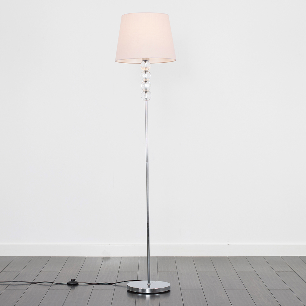 Eleanor Chrome Floor Lamp with Dusty Pink Aspen Shade