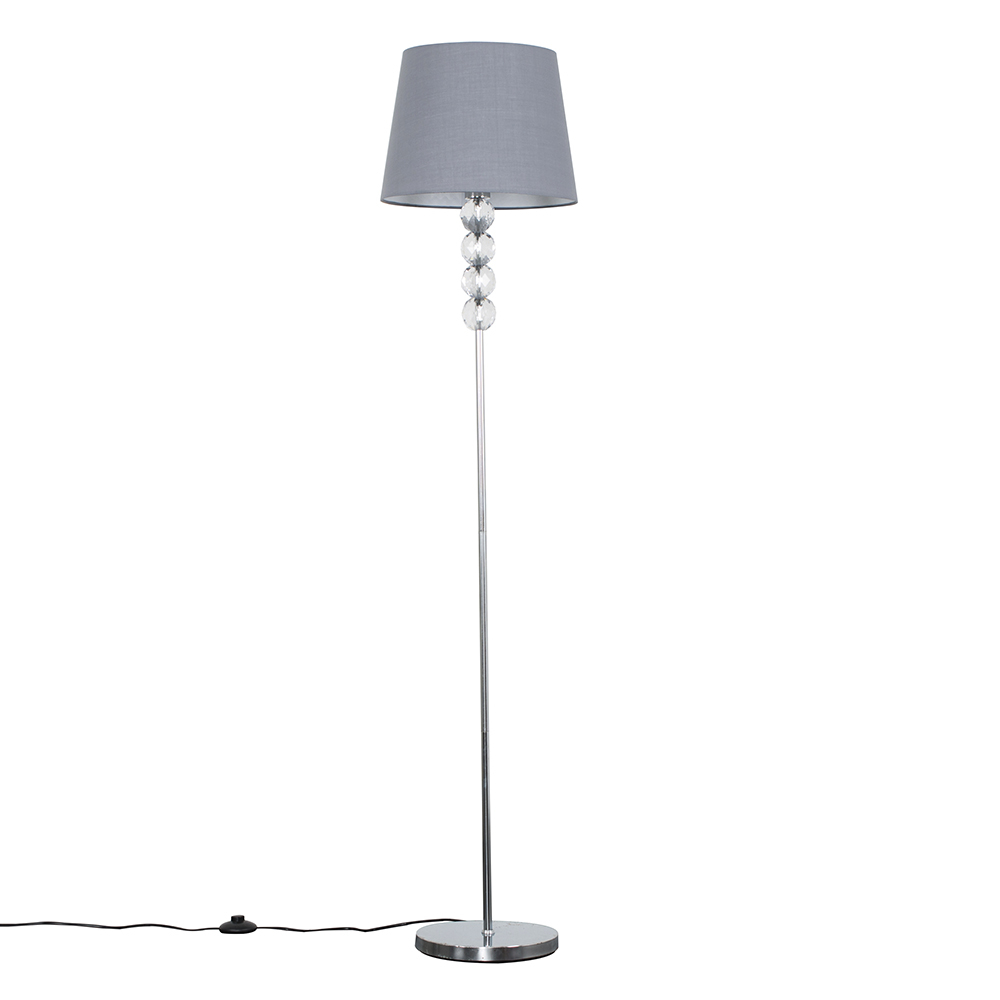 Eleanor Chrome Floor Lamp with Grey Aspen Shade