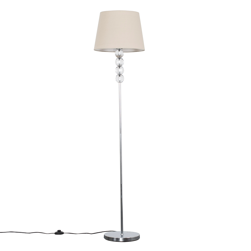 Eleanor Chrome Floor Lamp with Beige Aspen Shade
