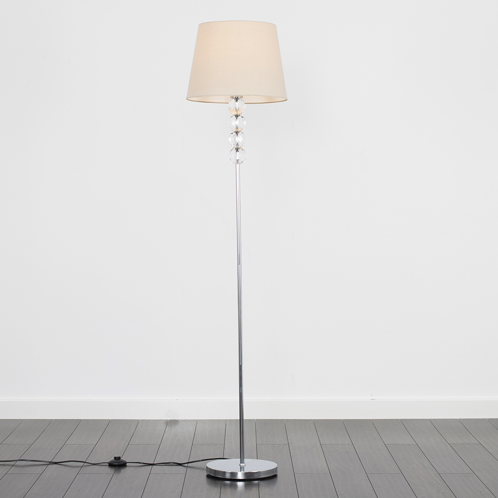 Eleanor Chrome Floor Lamp with Beige Aspen Shade