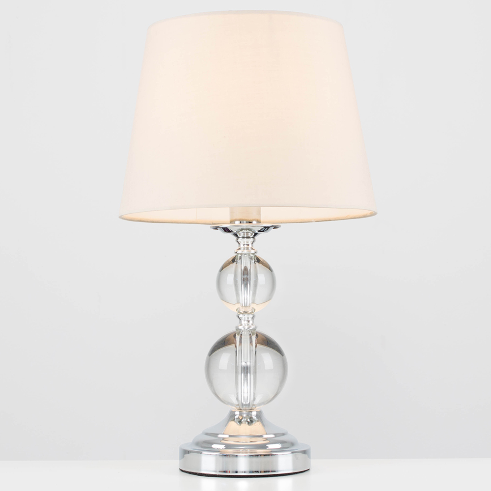 Gatto Touch Table Lamp with Beige Tapered Shade