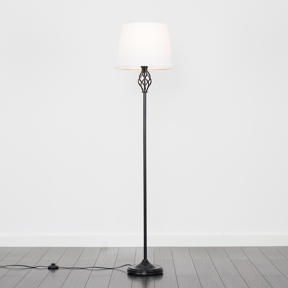 Memphis Black Floor Lamp with White Aspen Shade