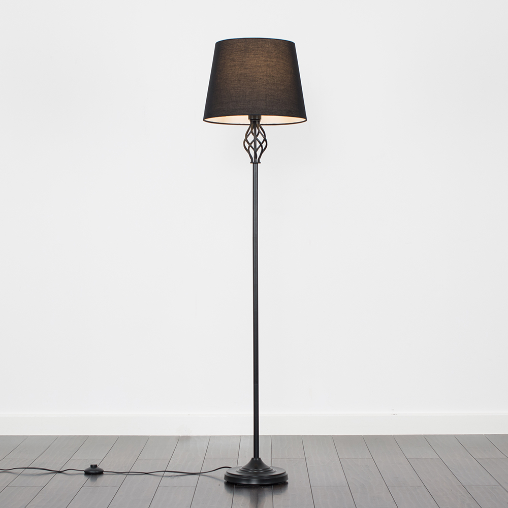 Memphis Black Floor Lamp with Black Aspen Shade