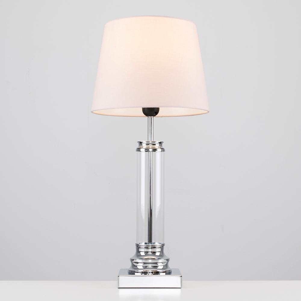 Knowles Touch Table Lamp with Dusty Pink Aspen Shade