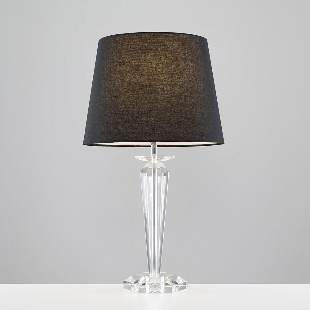 Davenport K9 Crystal Table Lamp with Black Aspen Shade