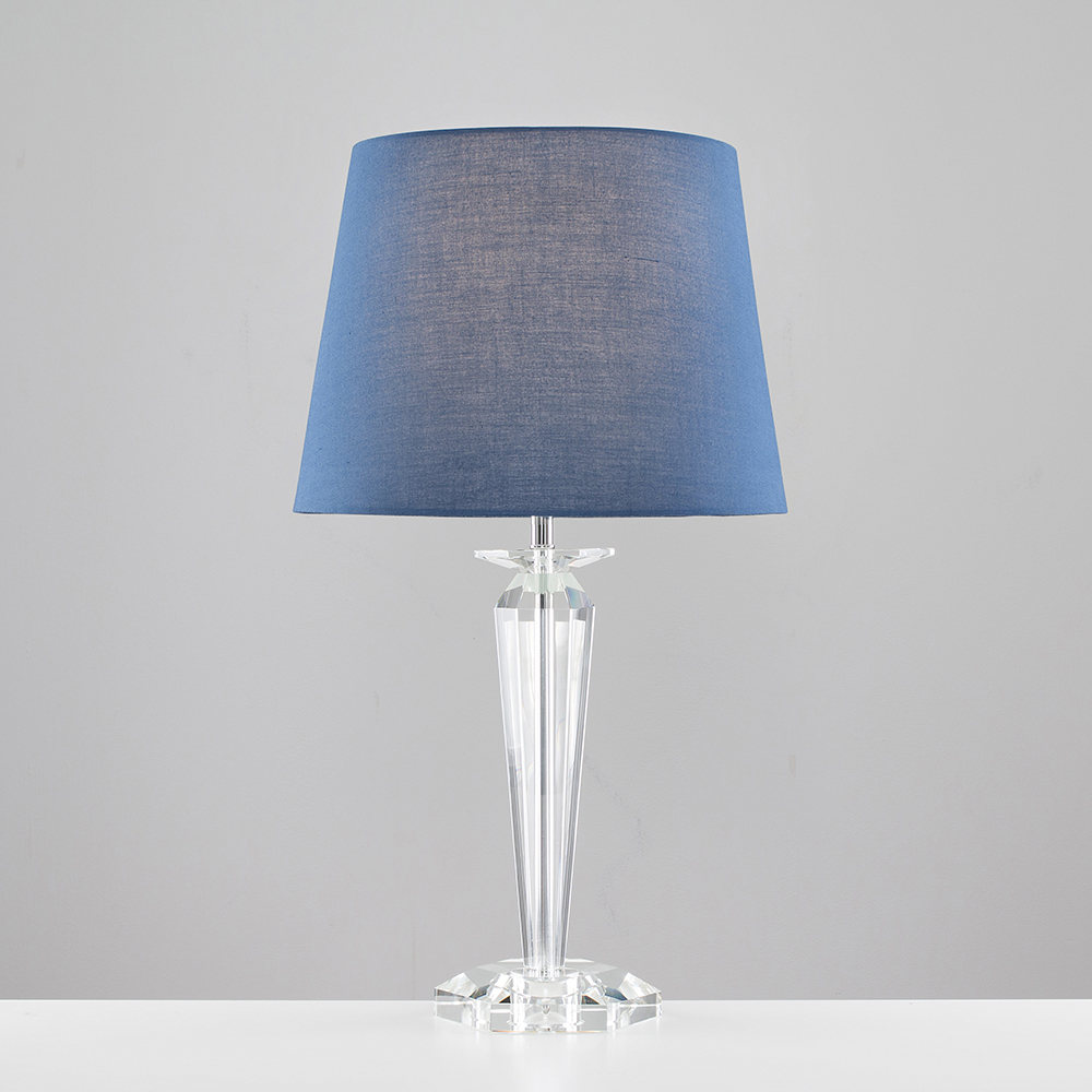 Davenport K9 Crystal Table Lamp with Navy Blue Aspen Shade
