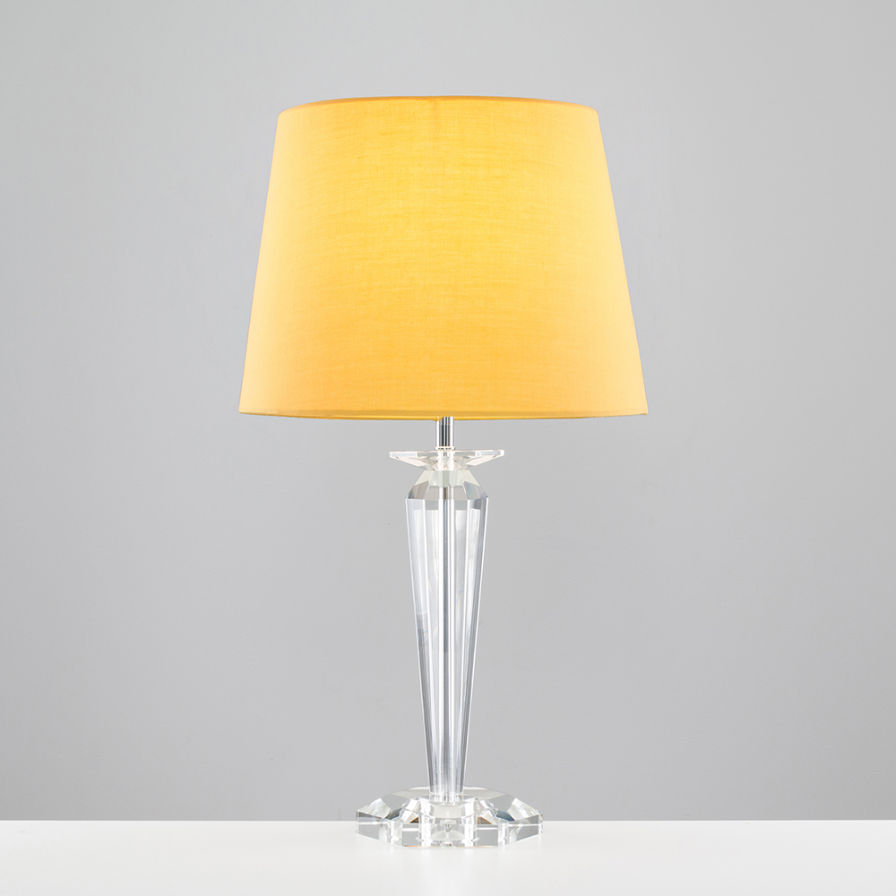 Davenport K9 Crystal Table Lamp with Mustard Aspen Shade