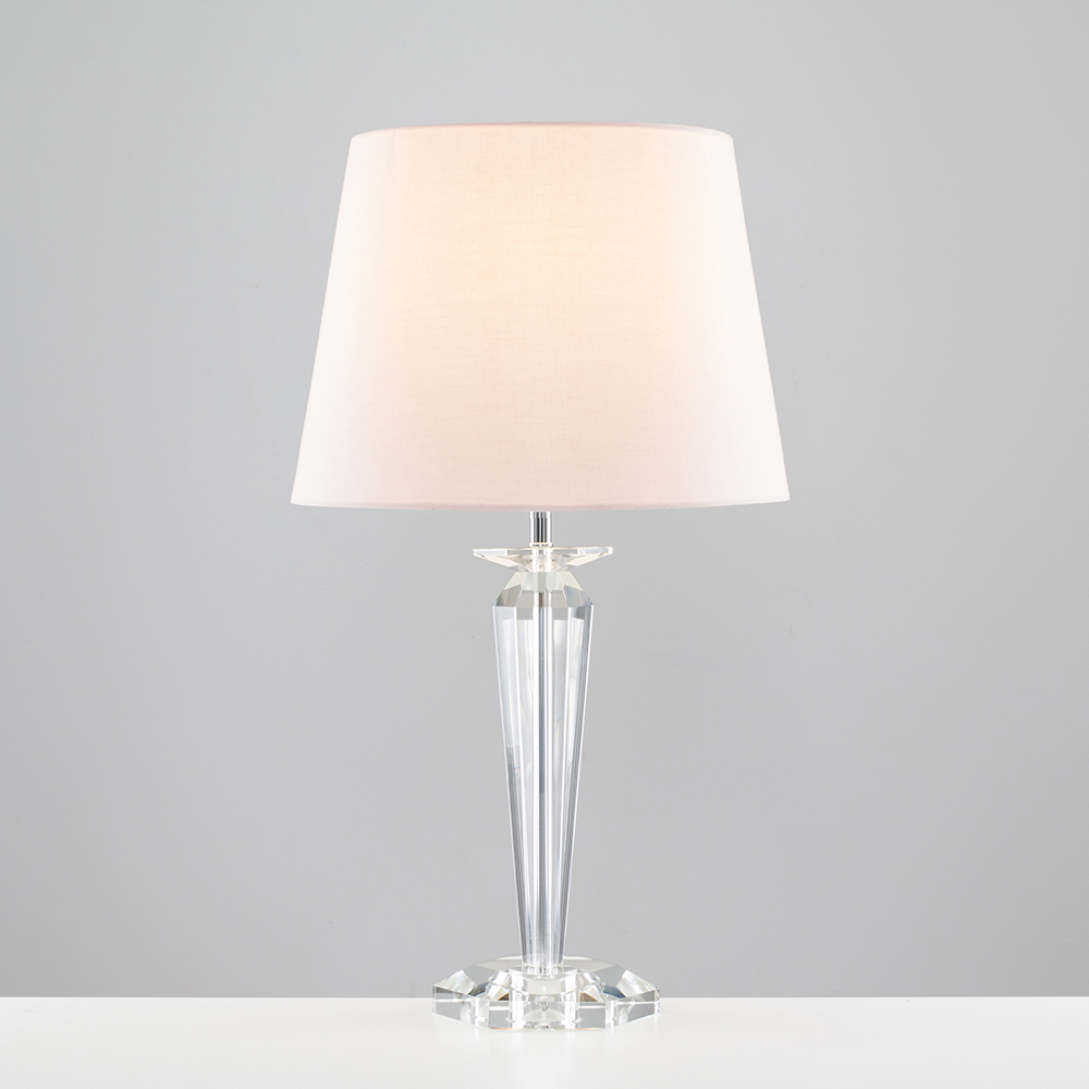 Davenport K9 Crystal Table Lamp with Dusty Pink Aspen Shade
