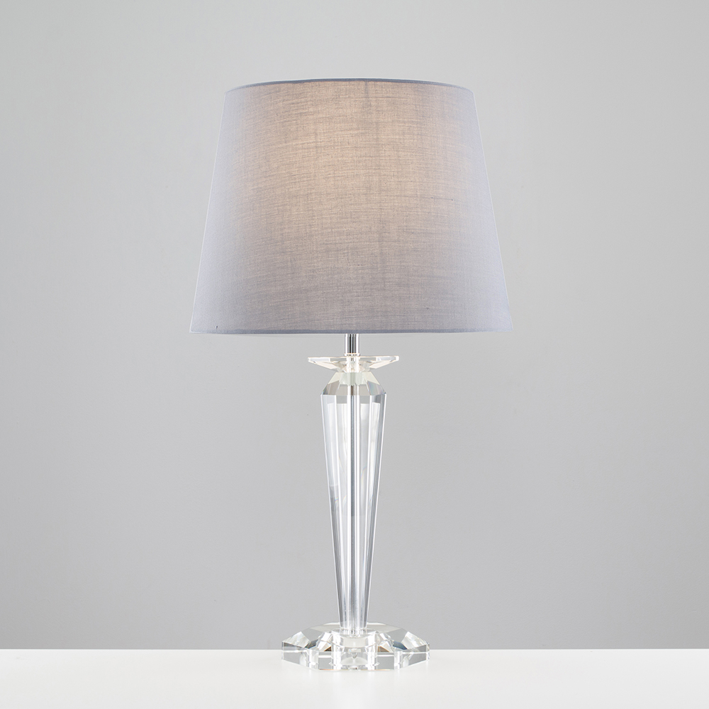 Davenport K9 Crystal Table Lamp with Grey Aspen Shade