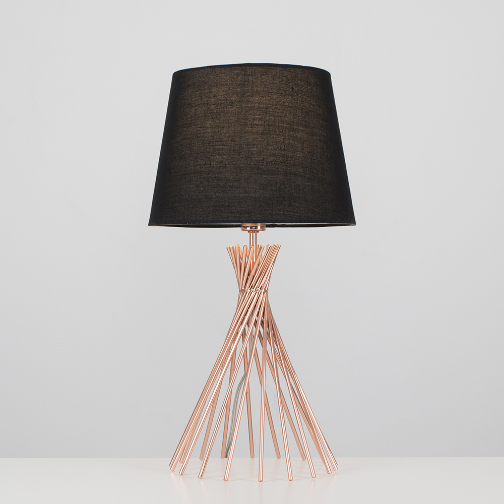 Gosforth Copper Table Lamp with Black Aspen Shade
