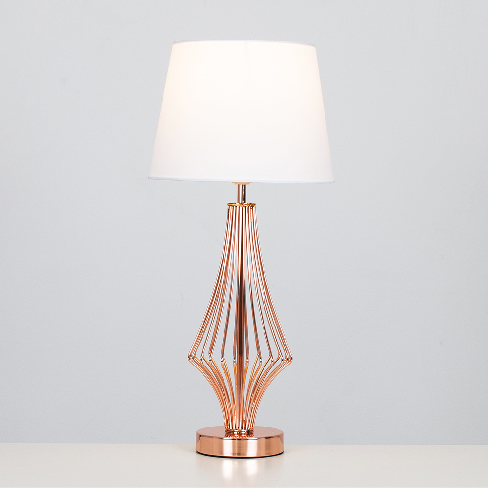 Jaspa Copper Table Lamp with White Aspen Shade