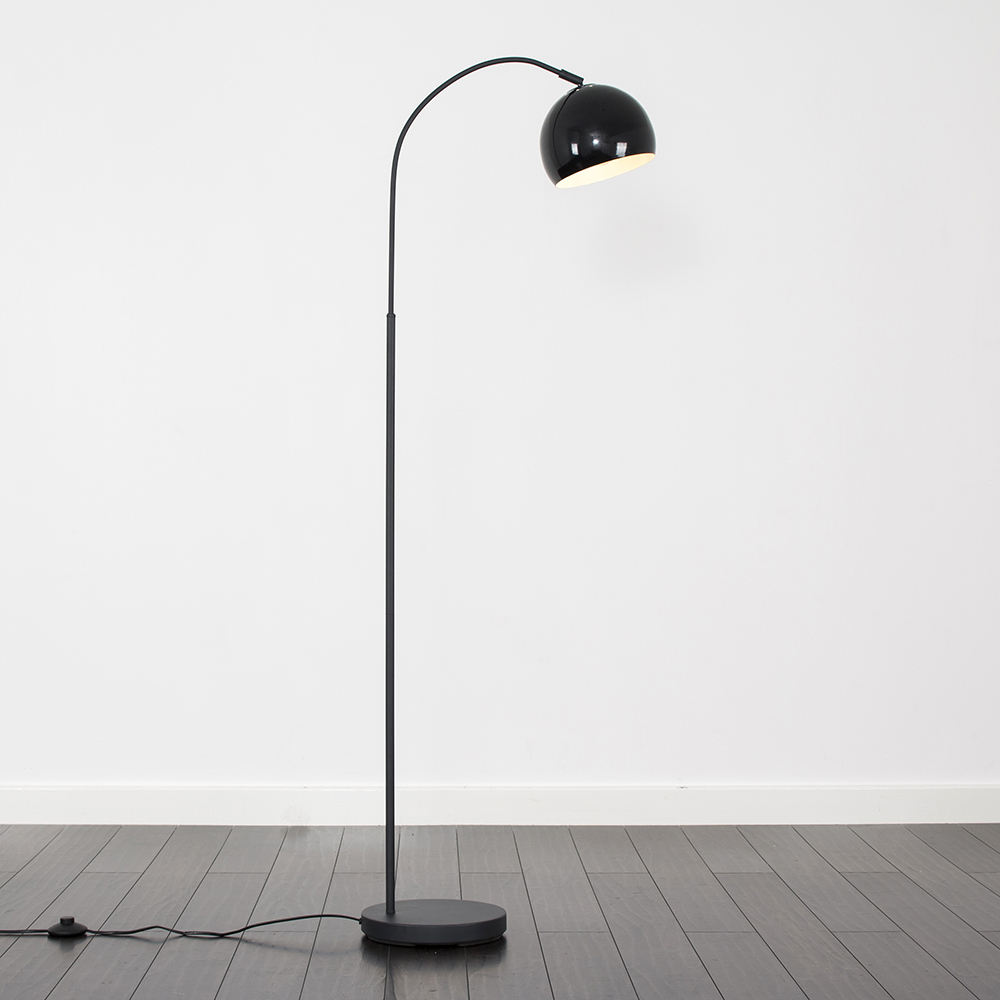 Curva Dark Grey Floor Lamp with Black Arco Shade