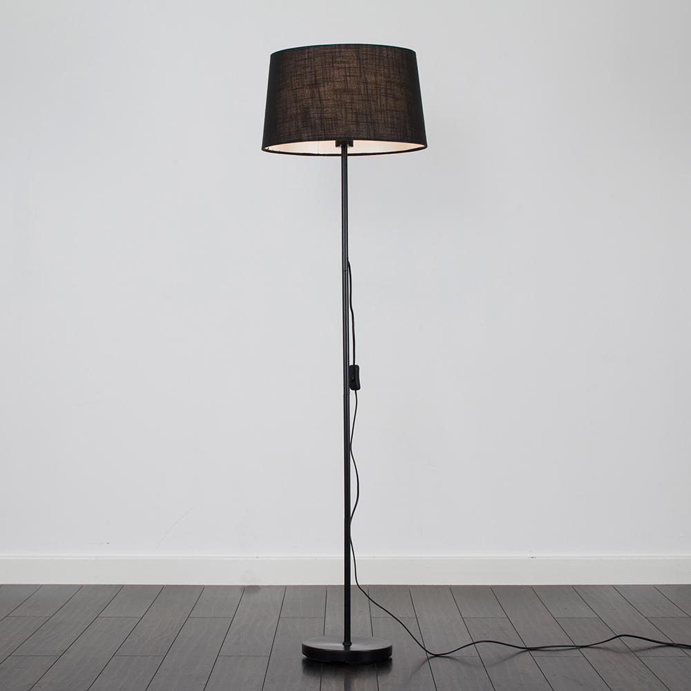 Charlie Black Floor Lamp with Black Doretta Shade