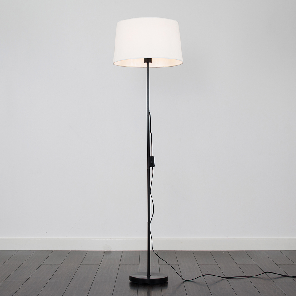 Charlie Black Floor Lamp with White Doretta Shade
