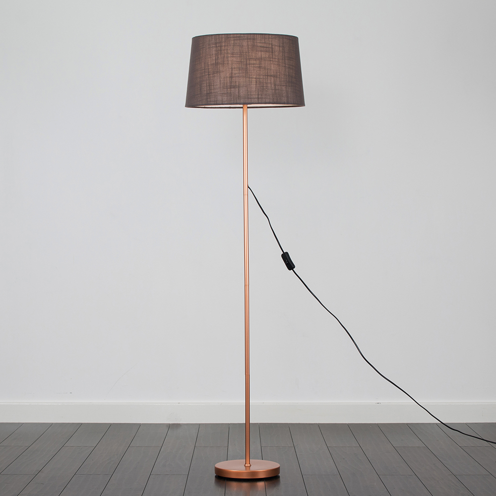 Charlie Copper Floor Lamp with Dark Grey Doretta Shade