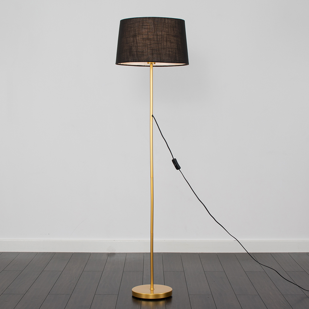 Charlie Gold Floor Lamp with Black Doretta Shade