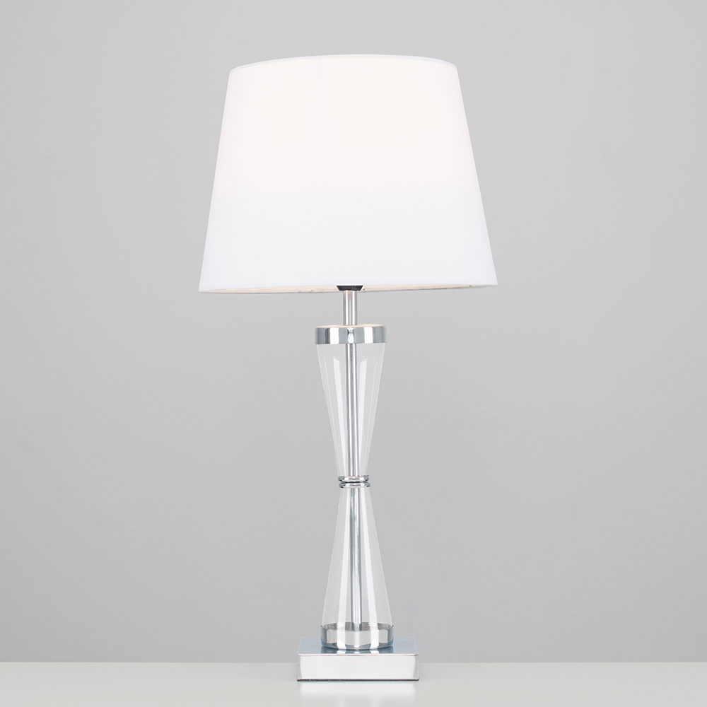 Bishop Chrome Table Lamp with White Aspen Shade