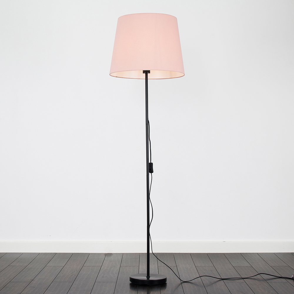 Charlie Black Floor Lamp with XL Dusty Pink Aspen Shade