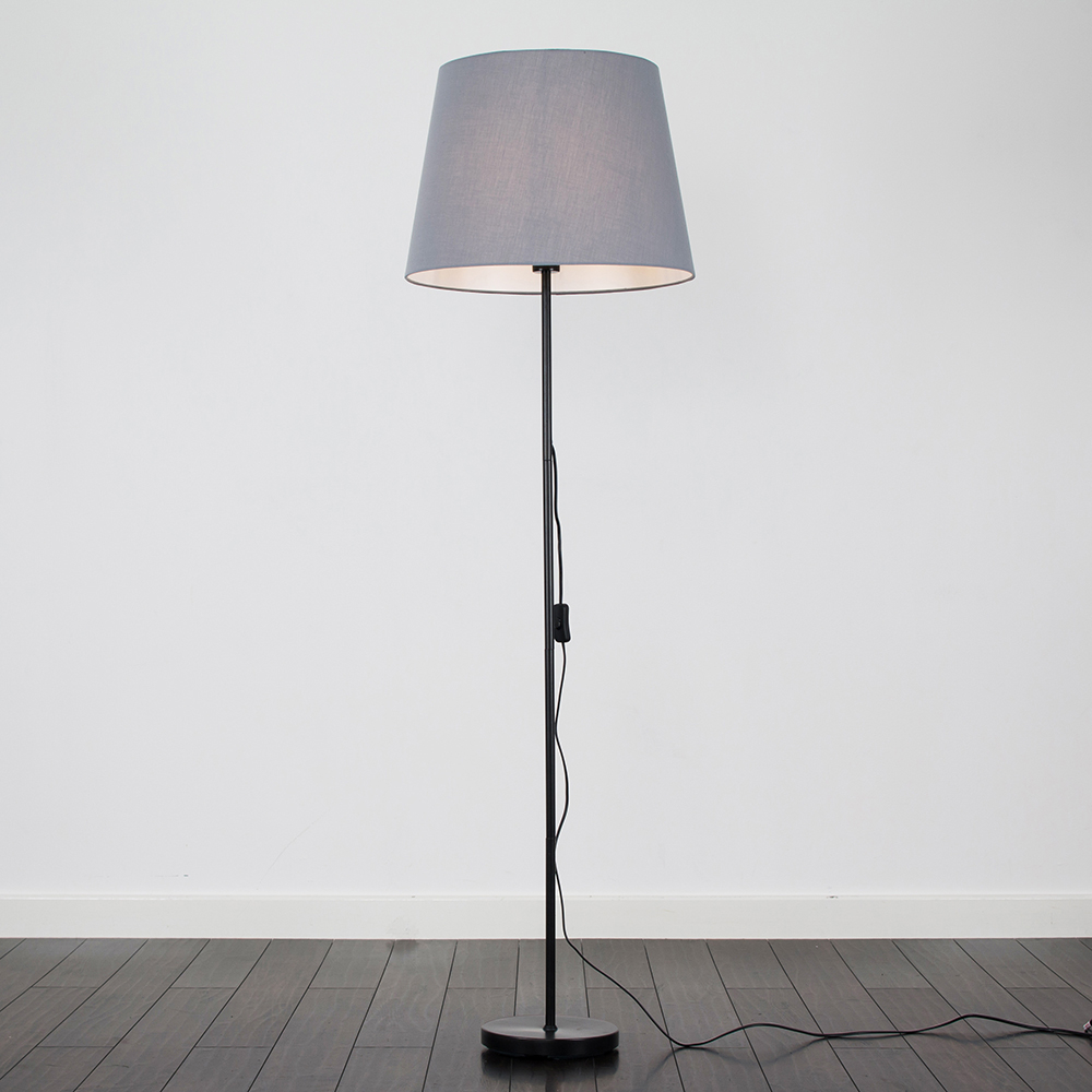 Charlie Black Floor Lamp with XL Grey Aspen Shade