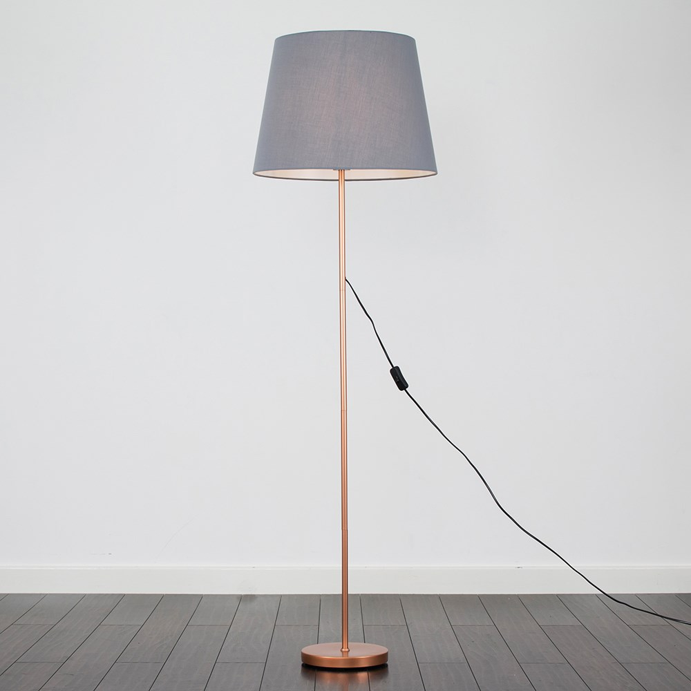 Charlie Copper Floor Lamp with XL Grey Aspen Shade