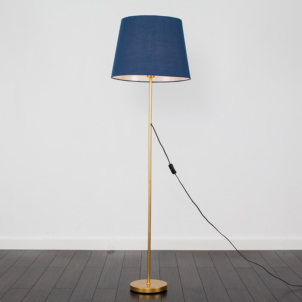 Charlie Gold Floor Lamp with XL Navy Blue Aspen Shade