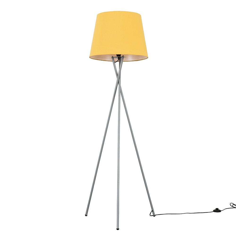 Camden Grey Tripod Floor Lamp with XL Mustard Aspen Shade