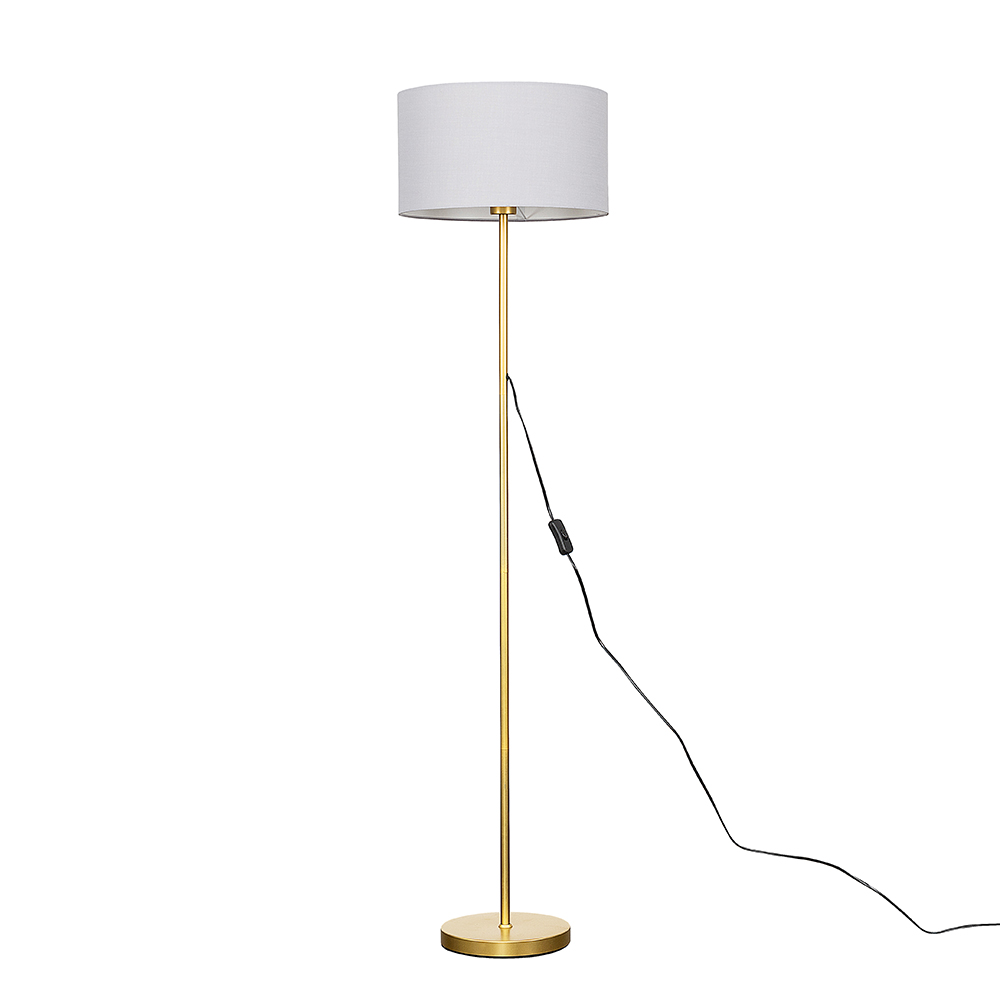 Charlie Gold Floor Lamp with Large Cool Grey Reni Shade