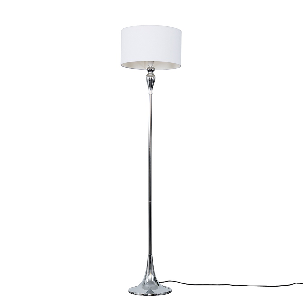 Faulkner Chrome Floor Lamp with Large White Reni Shade