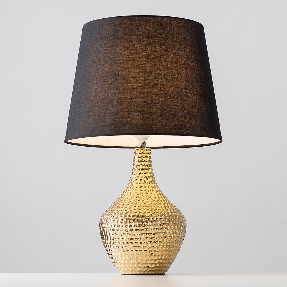 Bailey Gold Table Lamp with Large Black Aspen Shade