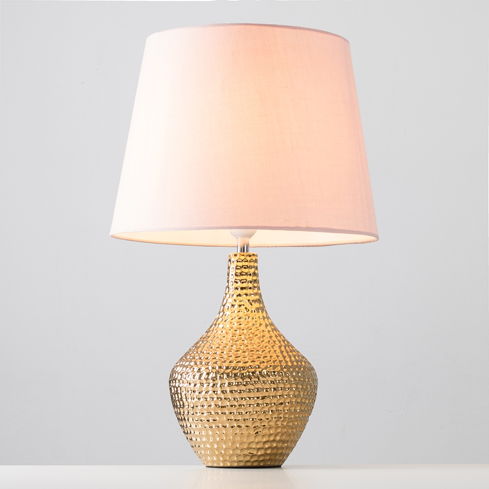 Bailey Gold Table Lamp with Large Pink Aspen Shade
