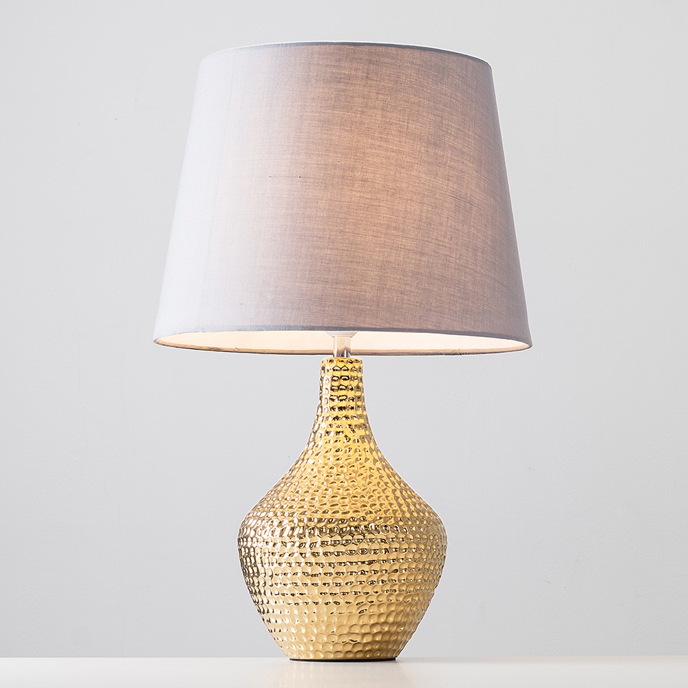 Bailey Gold Table Lamp with Large Grey Aspen Shade