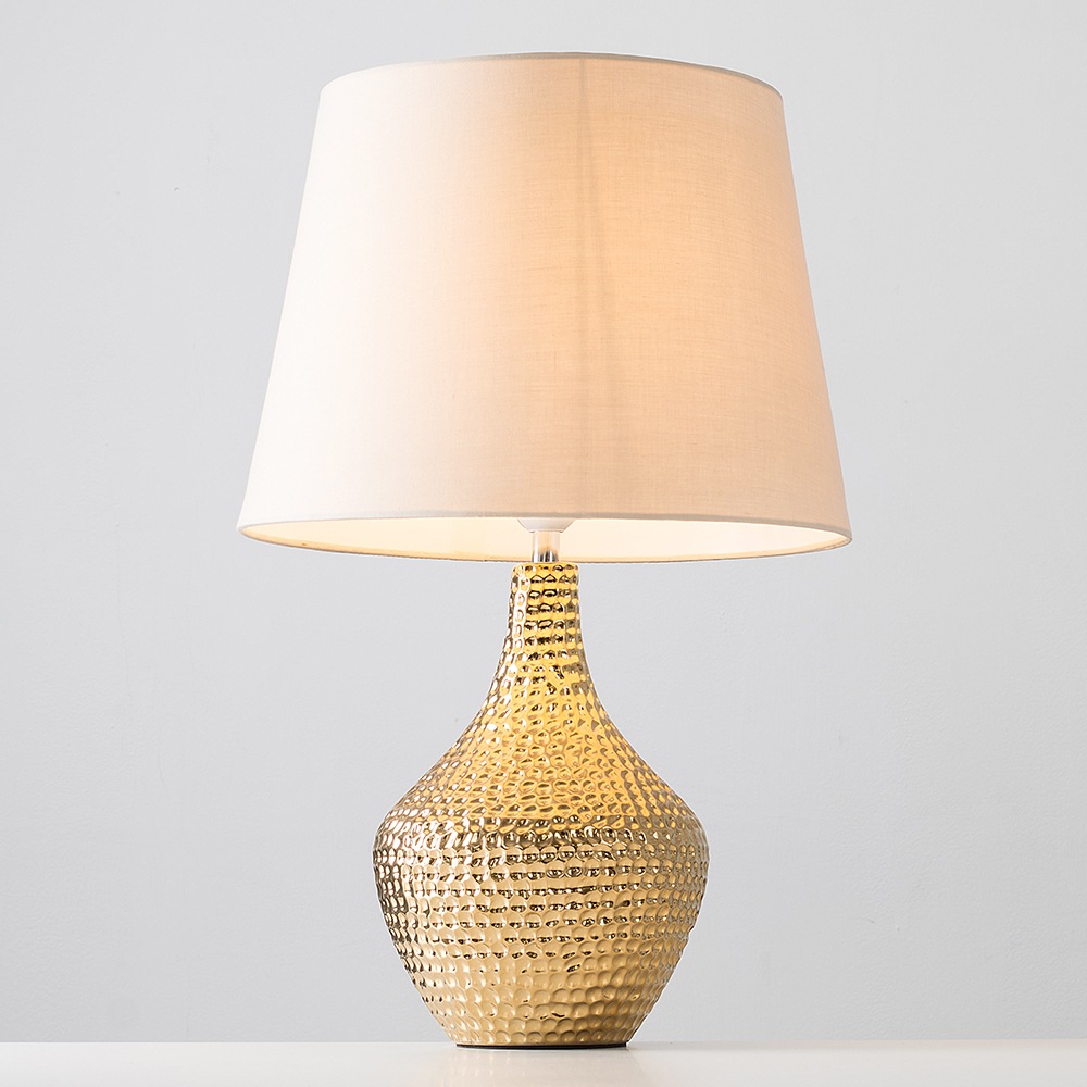 Bailey Gold Table Lamp with Large Beige Aspen Shade