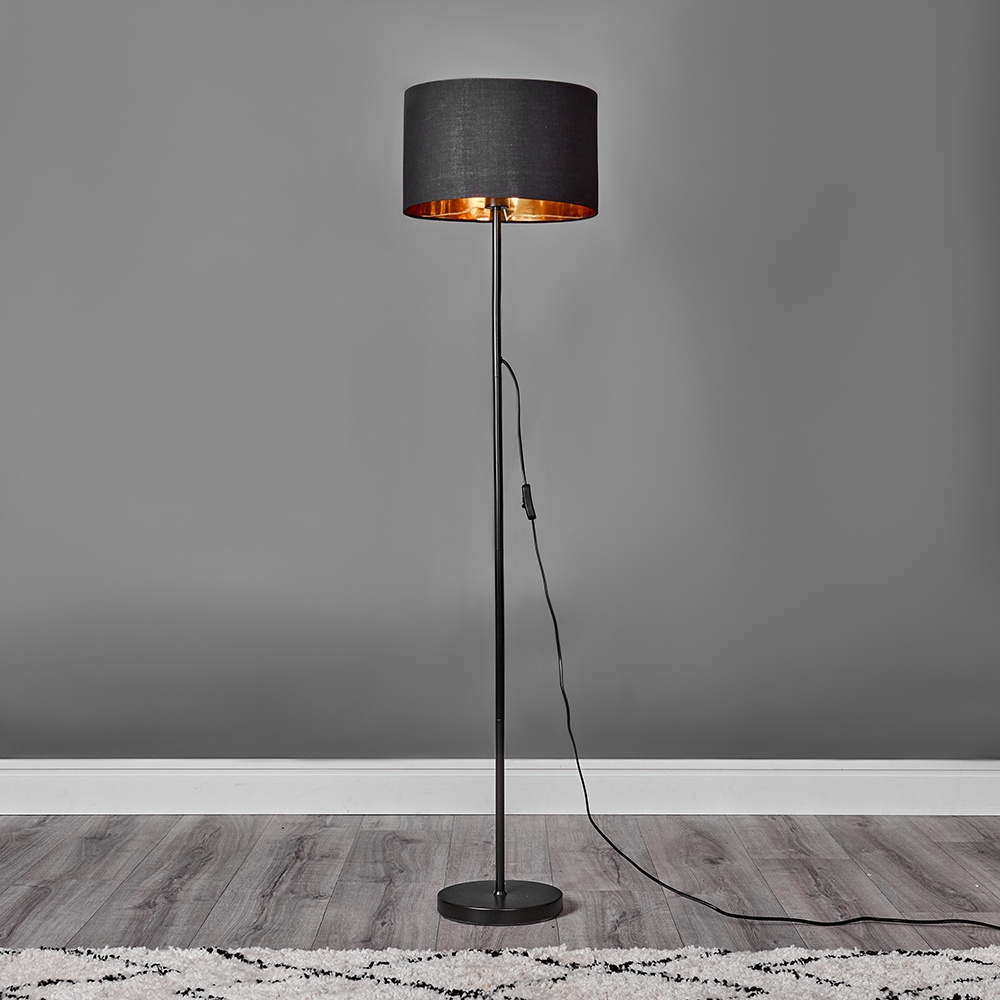 Charlie Black Floor Lamp And Gold, Gold Floor Lamp With Black Shade
