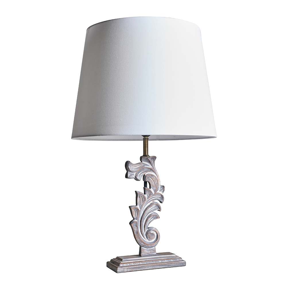 Garland Distressed White Table Lamp with White XL Aspen Shade