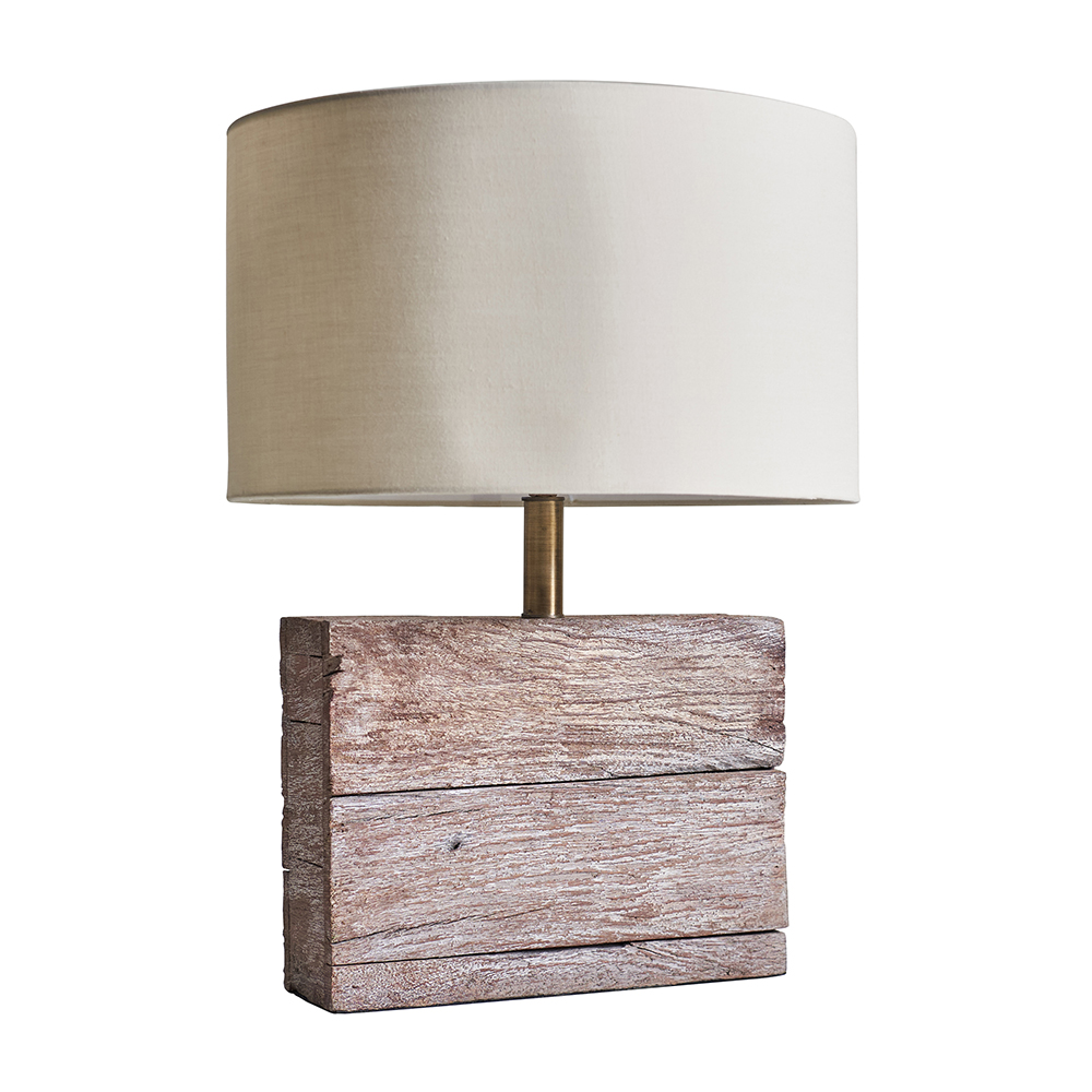 Fable Rustic Wood Table Lamp with Mink Reni Shade