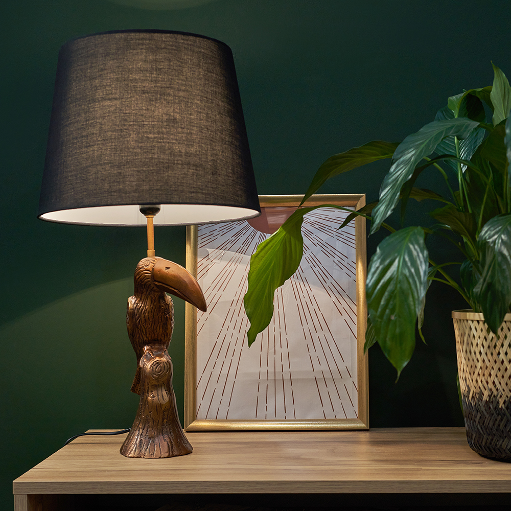 Mavrica Bronze Toucan Table Lamp with Black Aspen Shade