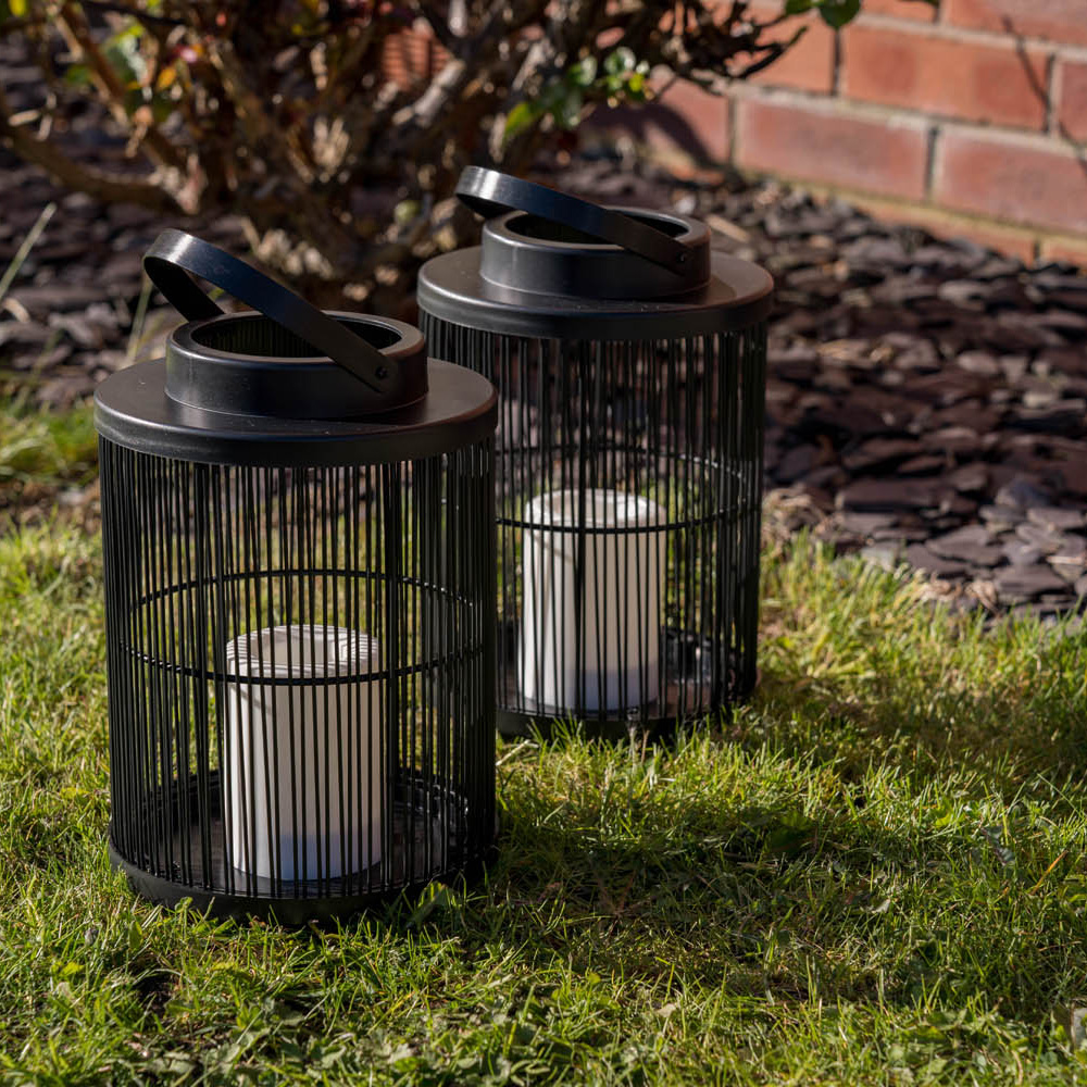 3 x IP44 Cylindrical Baskets with Battery Operated LED Candles