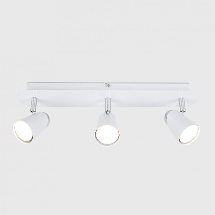Hardy 3 Way Flexible Spotlight Bar In White Value Lights - Modern 3 Way Gloss White Chrome Straight Bar Ceiling Spotlight