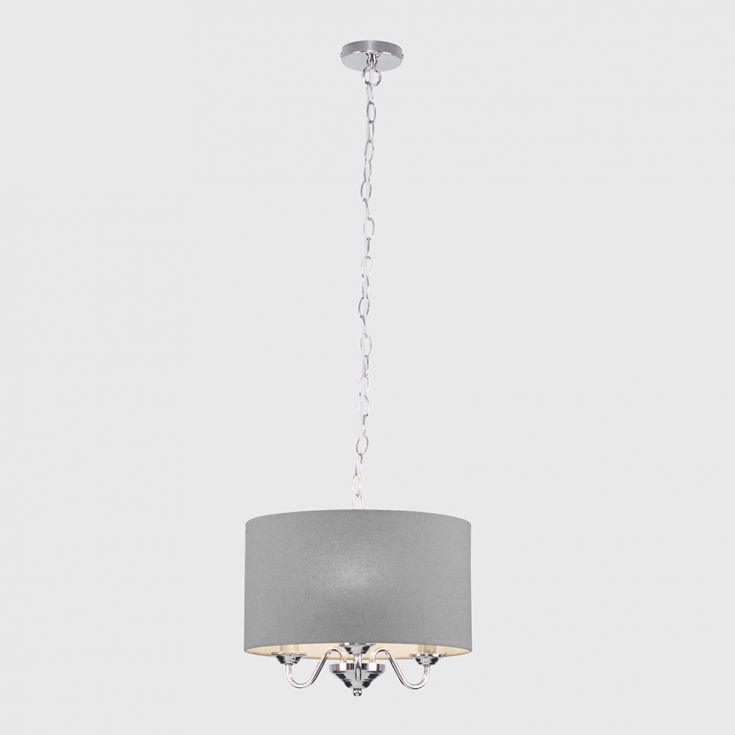 Chrome Ceiling Light Grey Shade, Chandelier With Shade Ceiling Light