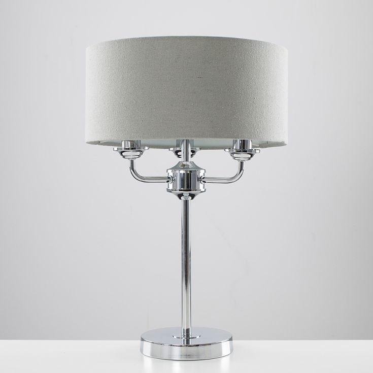 Chrome Table Lamp Grey Shade, Table Lamps That Use 3 Way Bulbs