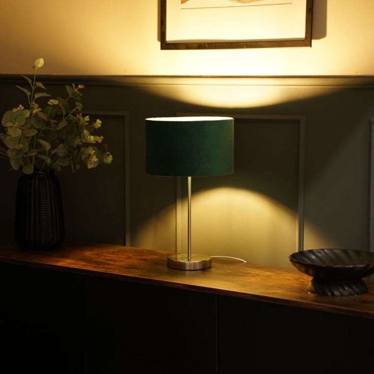Forest green store table lamp