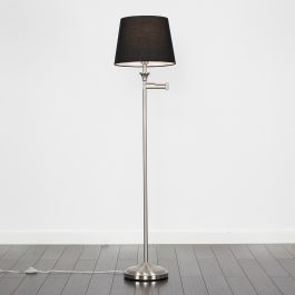 Sinatra Brushed Chrome Floor Lamp with Black Aspen Shade