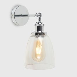 Pair of Ezrah Chrome Wall Lights with Glass Dome Shades