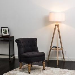 Morrigan Light Wood Tripod Floor Lamp with XL White Reni Shade