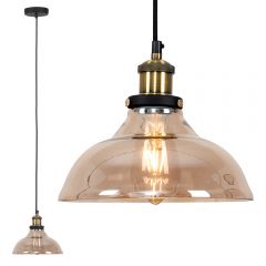 Industrial Steampunk Style Black and Gold Wall Light Fittings with Clear Glass Wide Shade Design Light Shades Pair of 