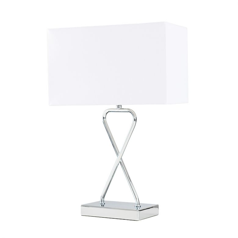 Kuros Table Lamp In Chrome Rectangular, Table Lamp Rectangle Shade