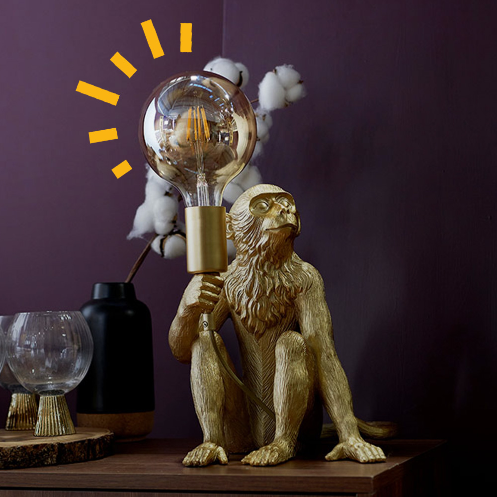 George Monkey Table Lamp in Metallic Gold
