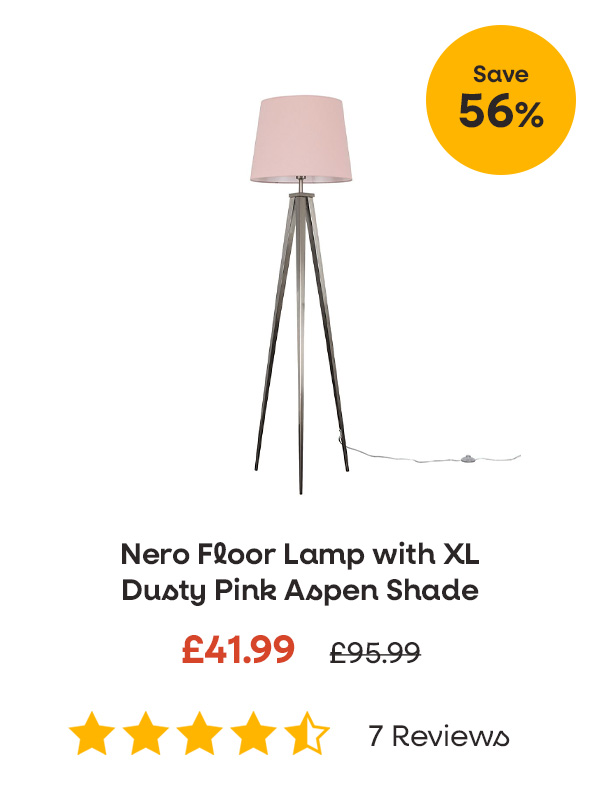 Nero Floor Lamp with XL Dusty Pink Aspen Shade